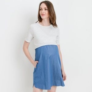 Layered Maternity & Nursing Shift Dress